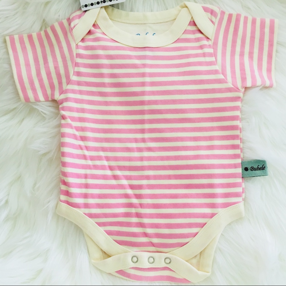 Bubele Baby Pink Cream Stripe Onesie Bodysuit